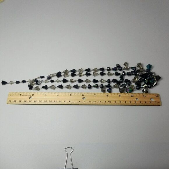 Vintage Black Beaded Two Strand Collar Necklace, Adjustable, Plastic, Germany - Picture 6 of 9